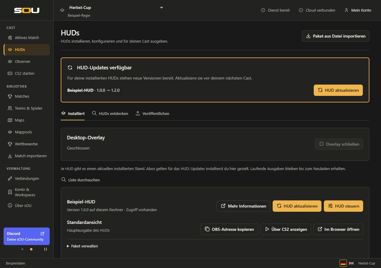 Actual sOU navigation with Discord banner, navigation dots and pause button